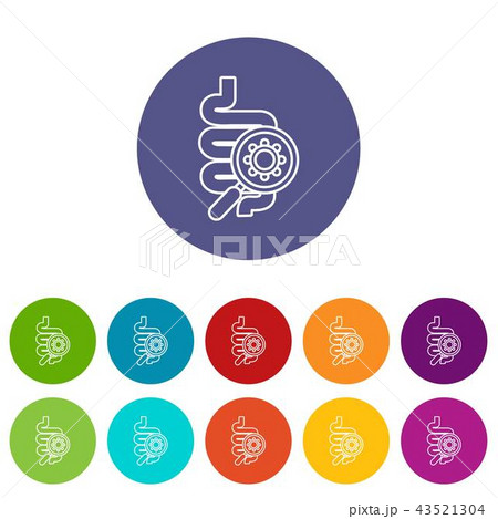 Intestine virus icons set vector color 43521304