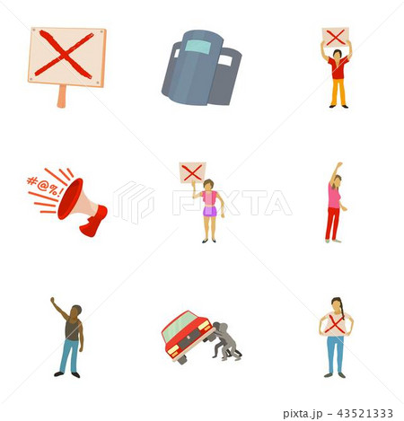 Rampage icons set, cartoon style 43521333