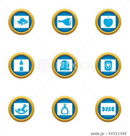 Object photo icons set, flat style 43521395
