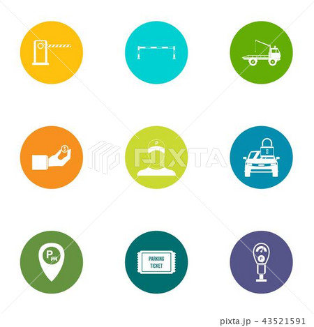 Pass icons set, flat style 43521591