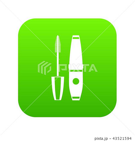 Mascara, mascara brush icon digital green 43521594