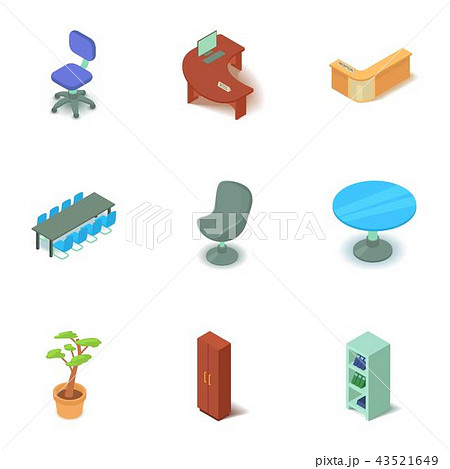 Office premise icons set, isometric style 43521649