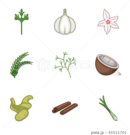 Garlic icons set, cartoon style 43521701