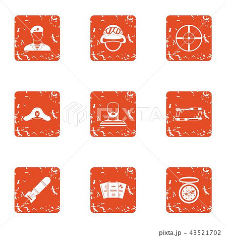 Collide icons set, grunge style 43521702