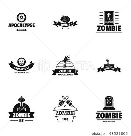 Zombie way logo set, simple style Zombie way logo set, simple style 43521806