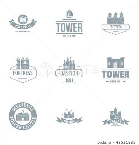 Tower castle logo set, simple style Tower castle logo set, simple style 43521835
