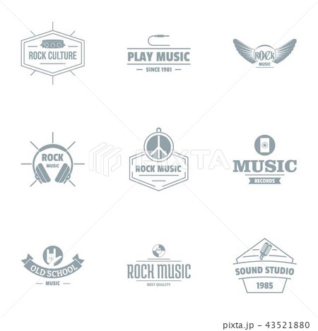 Rock euphony logo set, simple style 43521880