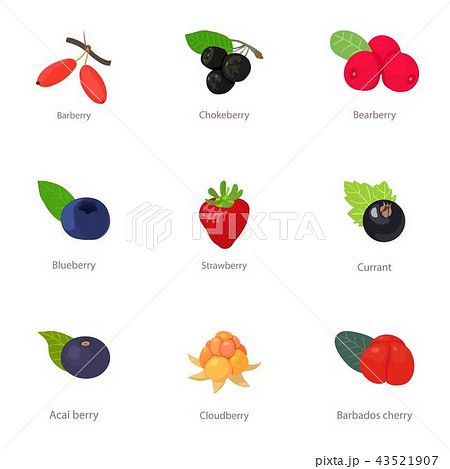 Berry variety icons set, cartoon style 43521907