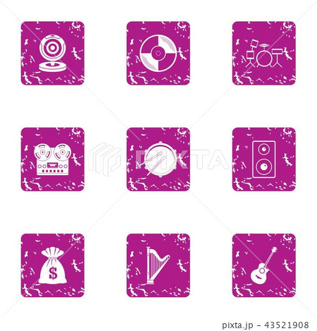 Group musical icons set, grunge style Group musical icons set, grunge style 43521908