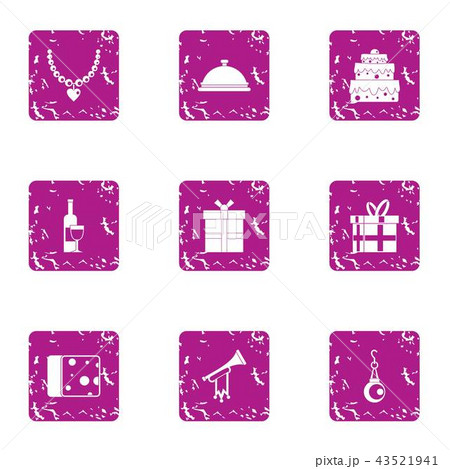 Puff pie icons set, grunge style Puff pie icons set, grunge style 43521941