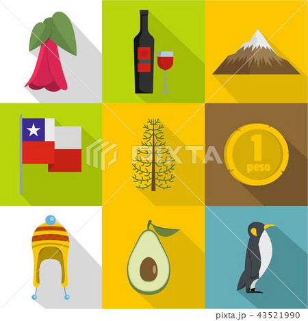 Foreign cash icons set, flat style Foreign cash icons set, flat style 43521990