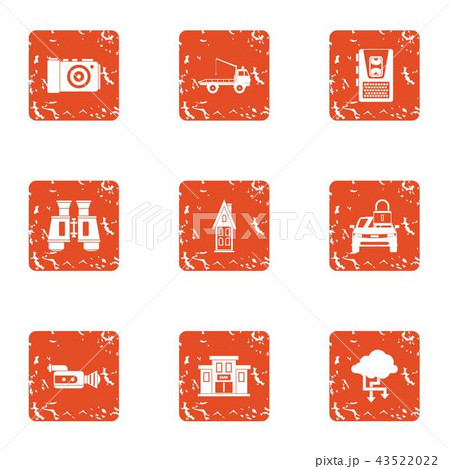 Sustain icons set, grunge style Sustain icons set, grunge style 43522022