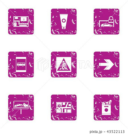 Way guide icons set, grunge style 43522113