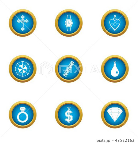 Precious offering icons set, flat style 43522162