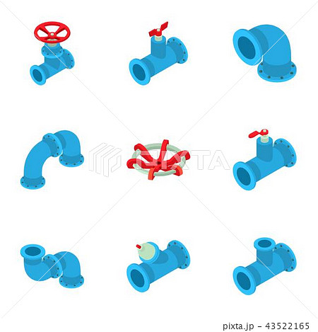 Branch pipe icons set, isometric style 43522165