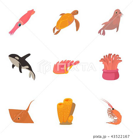 Natatorial icons set, cartoon style 43522167