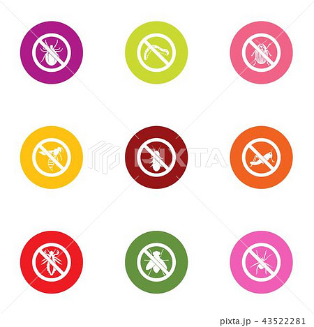 Poison beetle icons set, flat style Poison beetle icons set, flat style 43522281