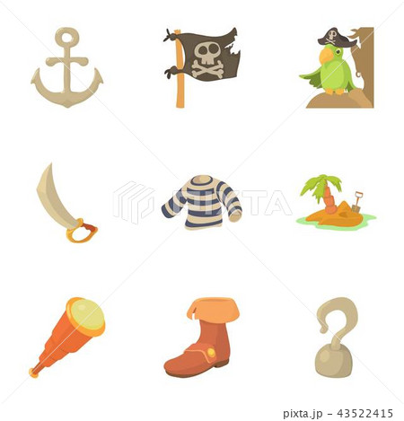 Buccaneer icons set, cartoon style 43522415