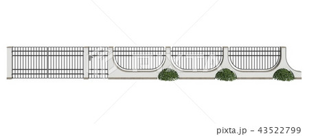 Modern Fence isolated on white background 3D illustration 43522799