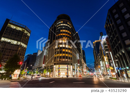 東京 日本橋の夜景の写真素材