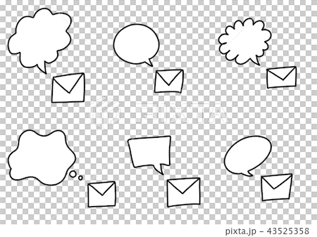 Hand drawn speech bubble set mail Hand drawn speech bubble set mail 43525358