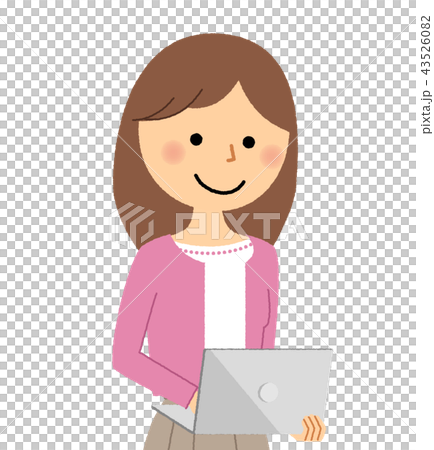 若い女性　ママ　ノートPC 43526082