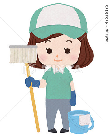 清掃員 女性のイラスト素材