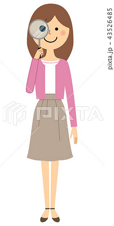 若い女性　ママ　虫眼鏡 43526485