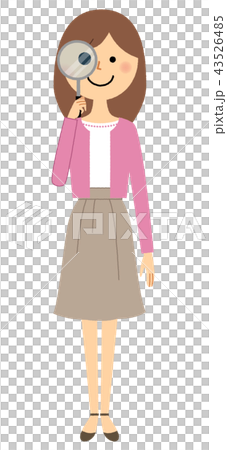 若い女性　ママ　虫眼鏡 43526485