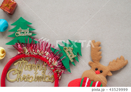 Christmas decorative art on craft paper, flat lay Christmas decorative art on craft paper, flat lay 43529999