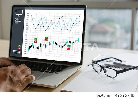 Business Man Sales Increase Revenue Shares and 43535749