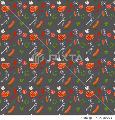 Seamless barbeque pattern in with meat 43536553