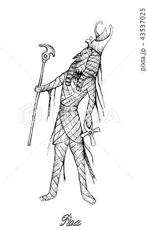 Hand Drawn of Anubis on White Background 43537025