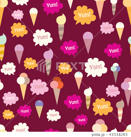 Lovely ice - cream cones seamless background pattern 43538265