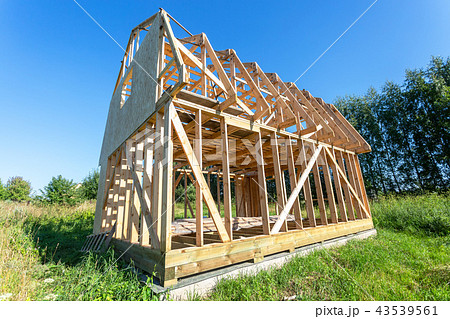 Construction of a new wooden house at the village Construction of a new wooden house at the village 43539561