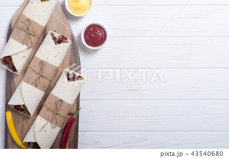 Mexican burrito with beef meat 43540680