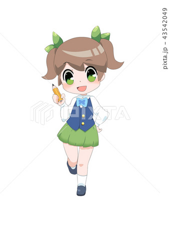 鉛筆を持った学生の女の子 鉛筆を持った学生の女の子 43542049