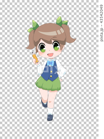 鉛筆を持った学生の女の子 鉛筆を持った学生の女の子 43542049