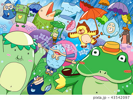 カレンダー用イラスト ６月 雨のイラスト素材