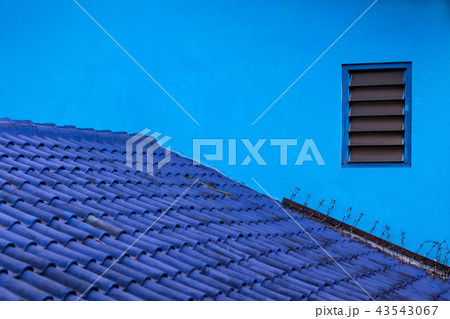 House wall, roof painted in shades of blue color. 43543067