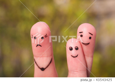 Finger art of family during quarrel.   43543425