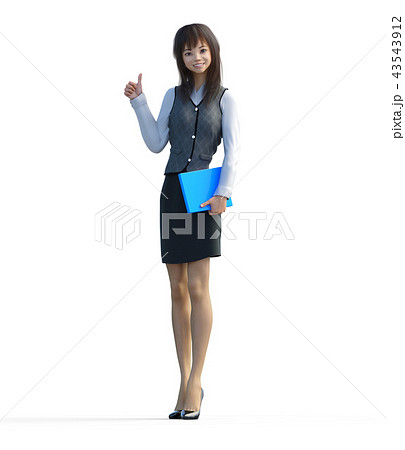 サムズアップするビジネスガール　perming3DCGイラスト素材 43543912