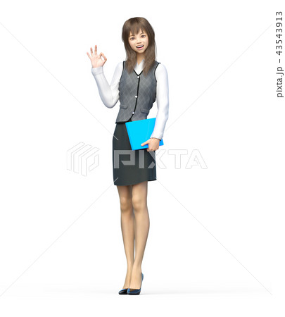 OKサインするビジネスガール　perming3DCGイラスト素材 43543913