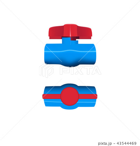 3D PVC Ball Valve isolated on white background. 3D PVC Ball Valve isolated on white background. 43544469