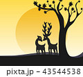silhouettes of deer in the forest. 43544538
