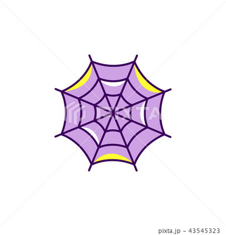 Spider web Halloween icon. Colorful flat cobweb icon, Spiderweb symbol. Thin line art design, Vector 43545323