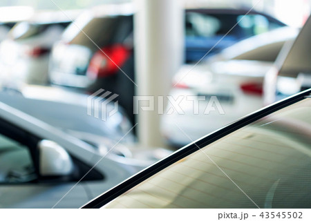 Interior of car dealer showroom with new cars Interior of car dealer showroom with new cars 43545502