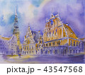 Watercolor painting House of the Blackheads in the old town of Riga Latvia Melngalvju nams, Schwarzh 43547568