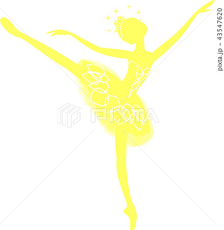 バレエ　バレリーナ　シルエット　アラベスク　黄色 43547620