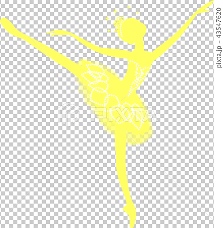 バレエ　バレリーナ　シルエット　アラベスク　黄色 43547620